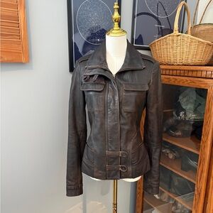 Y2K Danier Brown Genuine Leather Jacket